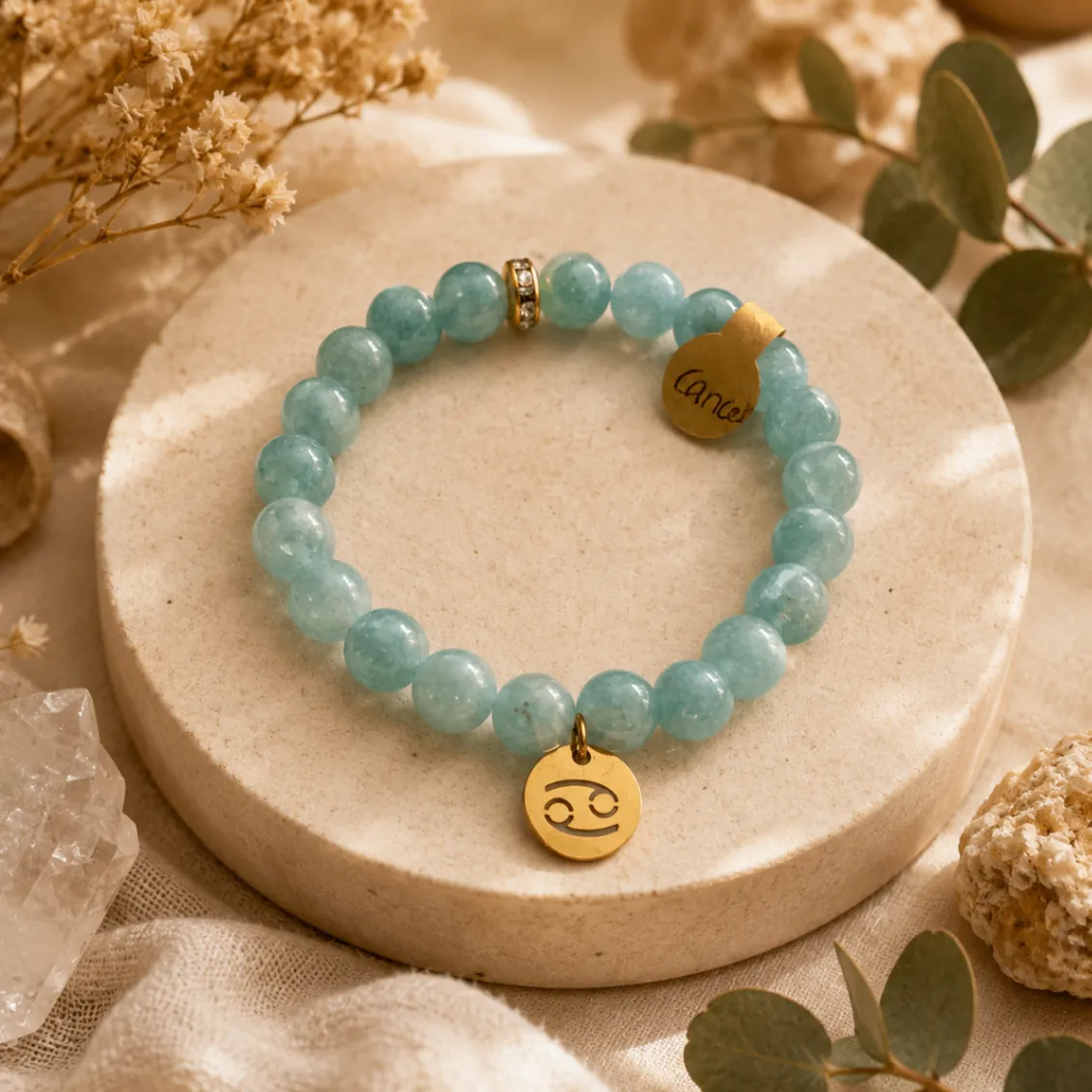 Bracelet Astro Cancer — calcédoine 8 mm